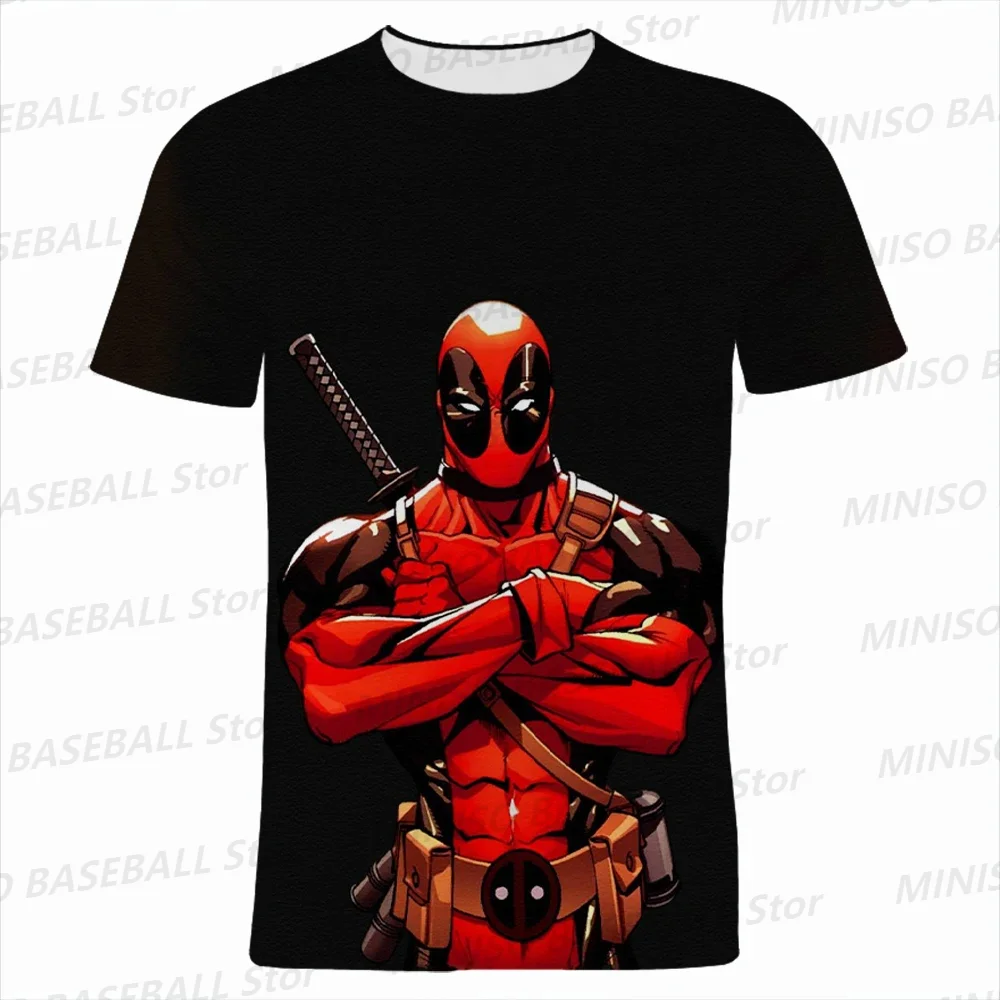 New Summer Marvel Universe Boys and Girls Deadpool Anime 3D Printed Streetwear Personality T-Shirt Kid/Adult Casual Fashion Top