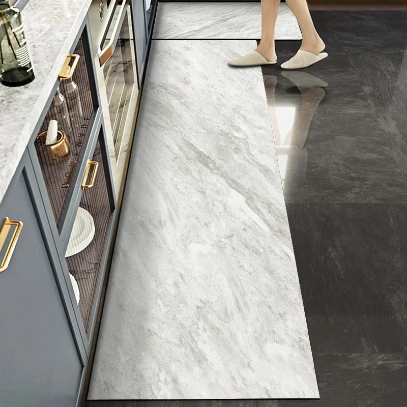 Kitchen Mat Marble Pattern Rug Waterproof Oil-proof Non-slip Floor Mat Home Decoration Leather Carpet Alfombras De Cocina Hogar