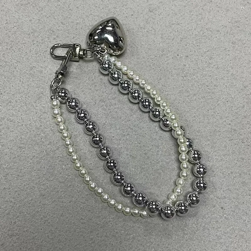 1개 러브 비즈 폰 참 액세서리 키체인 DYM 카메라 가방 펜던트 아이폰 키체인과 함께