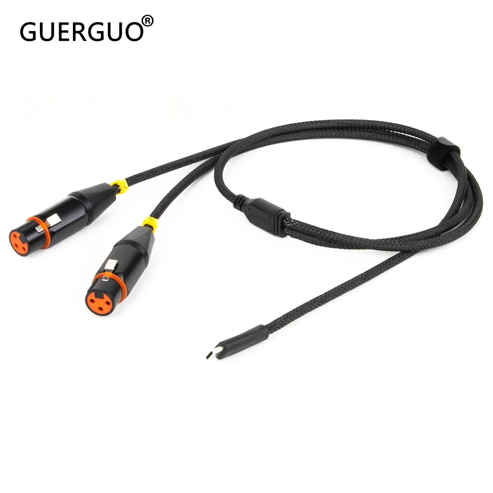 

USB C to Dual XLR Audio Cable,Type C to 2 3Pin XLR Male/Female Stereo Power Amp Braided Cord for Amplifier,Speaker,Mixer Console