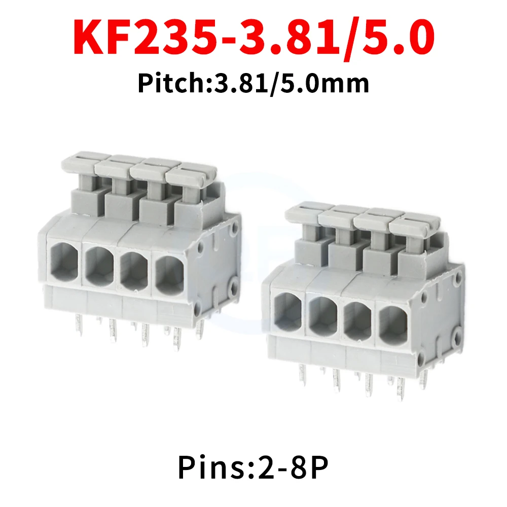 

(10 pcs) KF235 - 3.81mm KF235 - 5.0mm Terminal Block 3.81 / 5.0 Pitch Spring Loaded Press PCB Screwless 2-8Pin