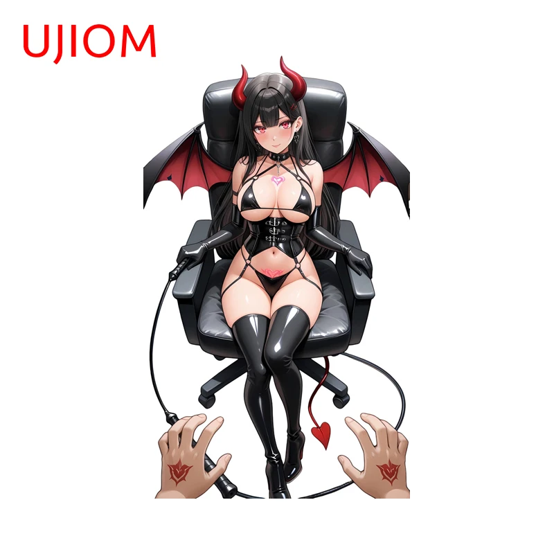 UJIOM Demon Girl Alluring Graphics Wall Sticker Exquisite Sitting On The Chair Edgy PVC Decal Suitable For Living Room Decor