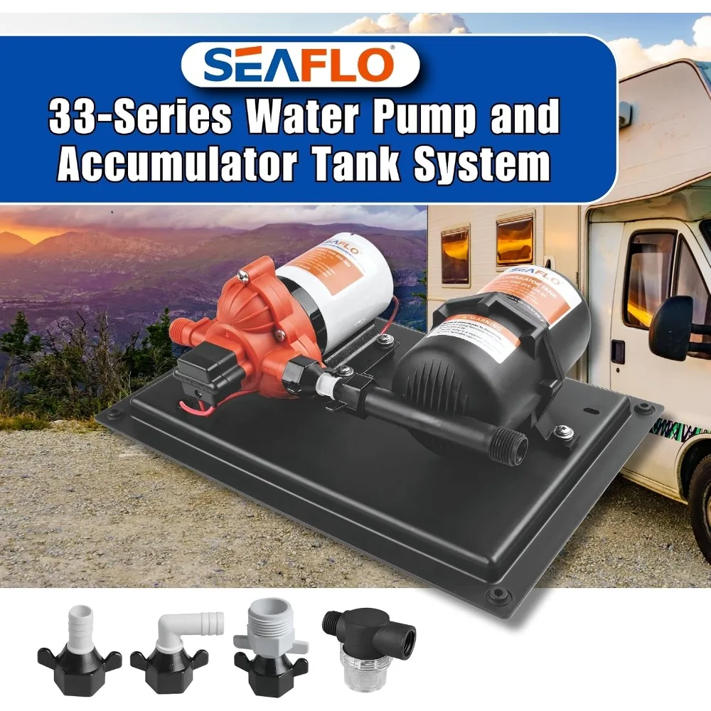12V DC 3.0 GPM 45 PSI Water Pump with 0.2 Gal Accumulator Tank for Marine, RV, Off-Grid view 3