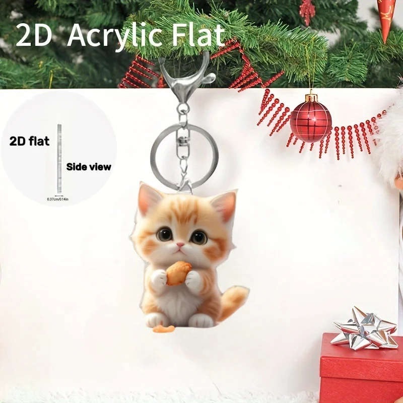 

2D Flat Acylic Cute Car Keychain Exquisite Decorative Accessories Charming Backpack Decoration Kawai Keyring Animal Printed Gift