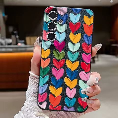 Oil Painting Hearts Pattern Case For Samsung Galaxy A56 A55 A54 5G A36 A35 A34 A26 A25 A16 A15 S21 FE S22 S23 Plus S24 S25 Ultra