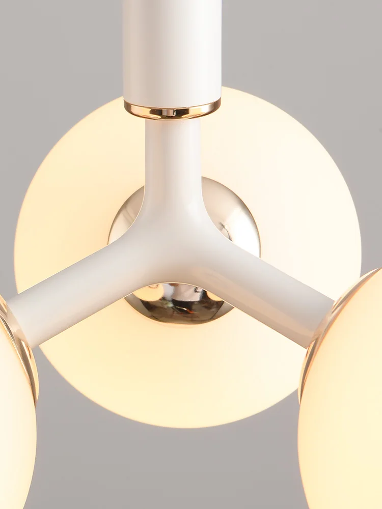 الشمال الحديثة والحد الأدنى ماجيك فول 9 الأبيض الزجاج الثريا غرفة نوم السرير غرفة المعيشة تعليق مصباح LED ديكور المنزل #4