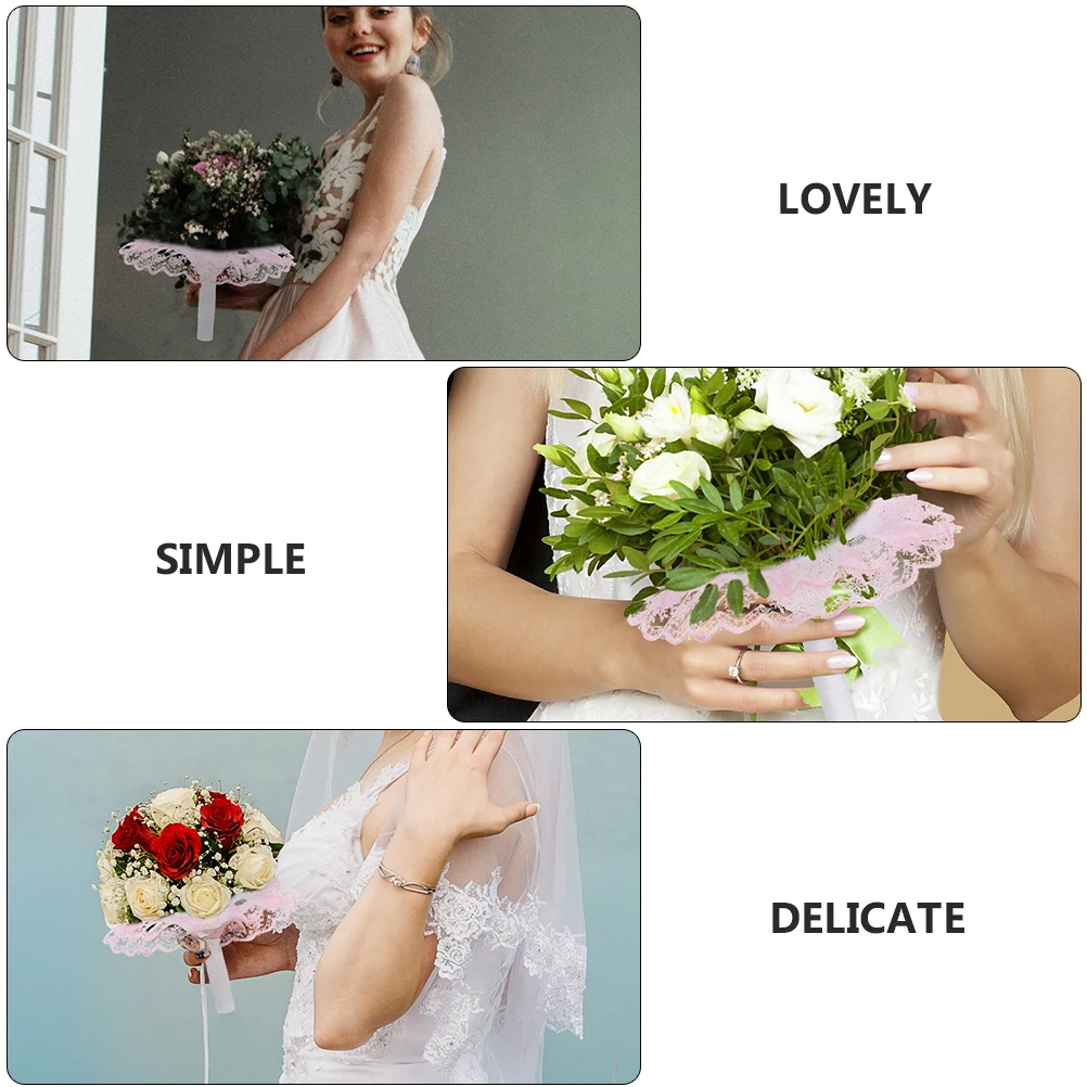 

3 set Hand Tied Bouquet Holder Wedding Floral Handle Bridal Flower Base Lace Accessories Floral Diy Tool With Mud Flower Holder