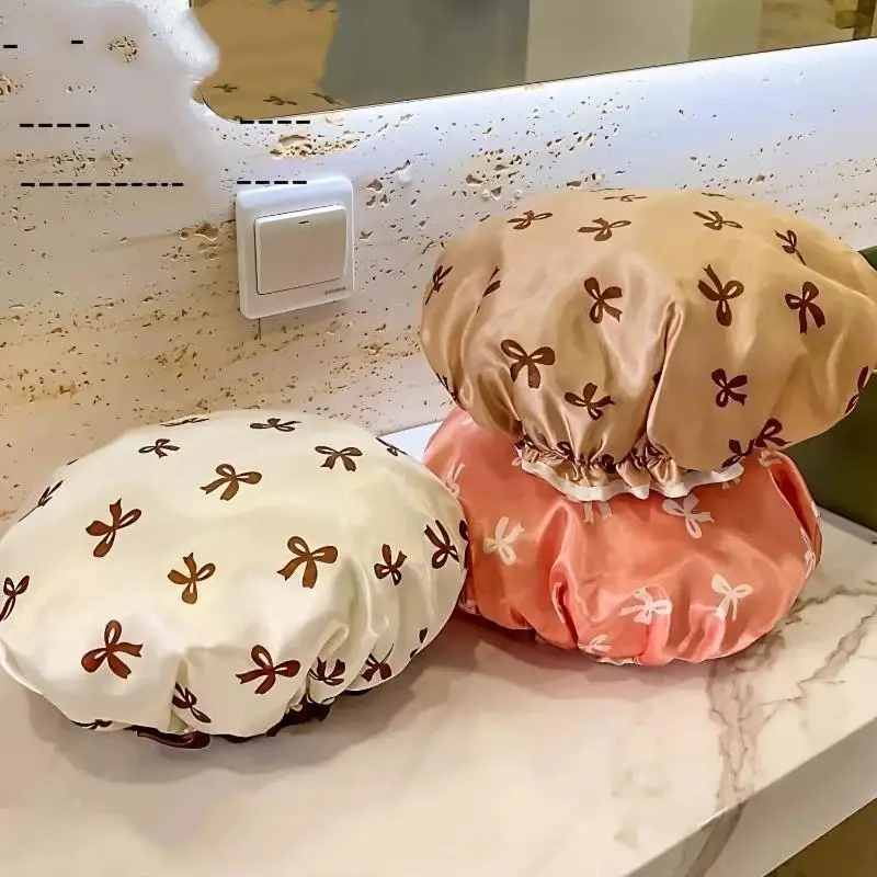 1 Pcs Double Shower Cap Printed Hat Waterproof Shower Cap Reusable Shower Cap Ladies Spa Salon Hair Cap〔Funny〕