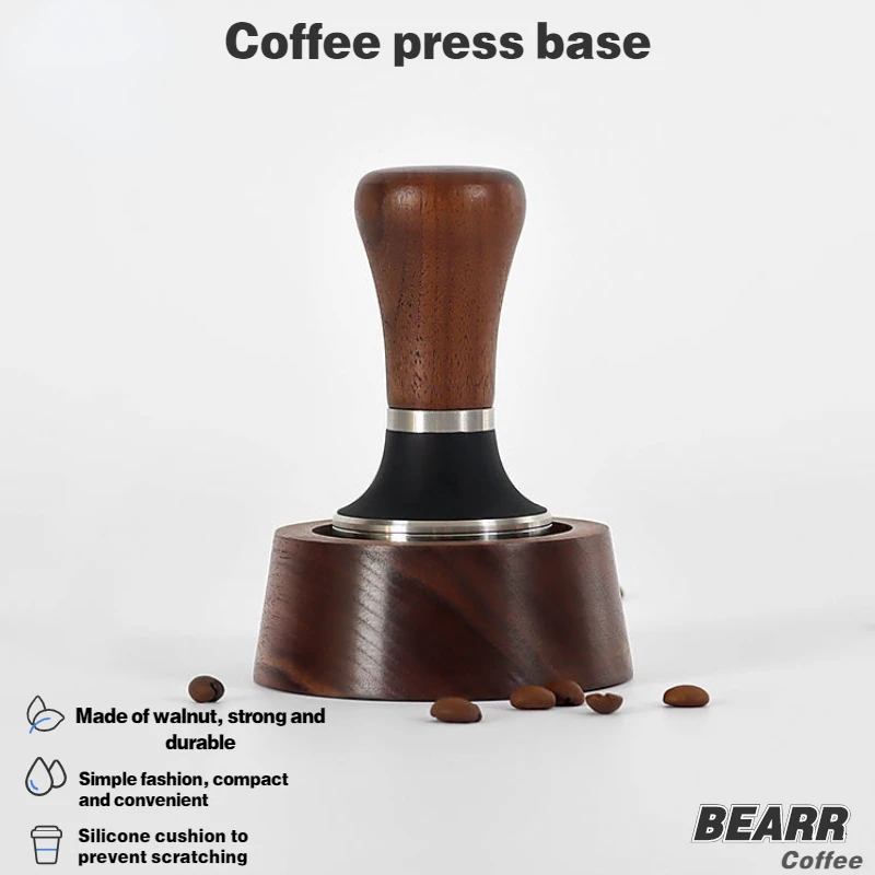 

BEARR Powder Press Base Powder Hammer Filler Round Retro Solid Wood Storage Pad 58mm Walnut Pressing Powder Base 51mm Organizer