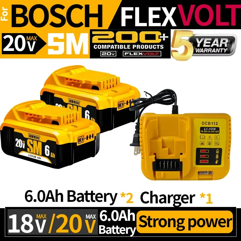 

Durable 100% Original18V/20V for DEWALT batteries 20V batteryMAX Premium 6.0Ah Lithium Ion Power Tool Batterywith Charger