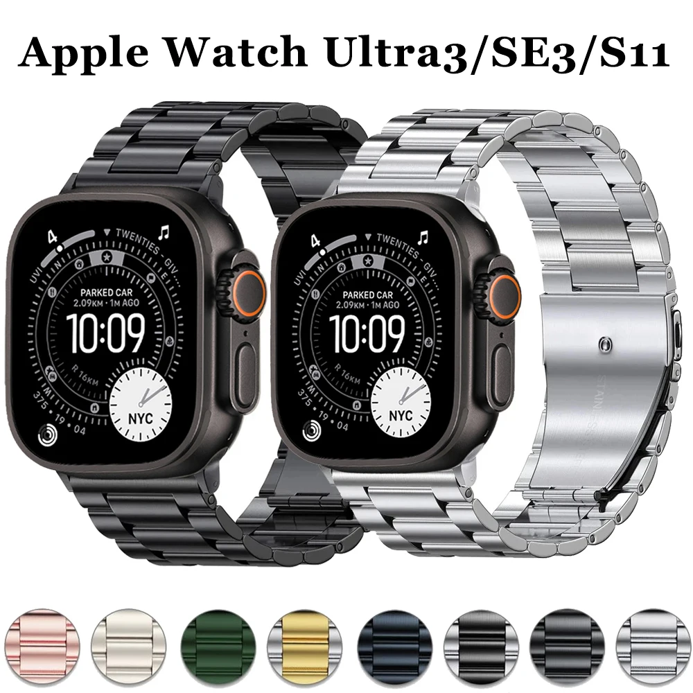 Edelstahlarmband für Apple Watch Ultra 3 Band 49mm 46mm 42mm Herren Metallarmband Correas iwatch Series 11/SE 3 40mm 44mm