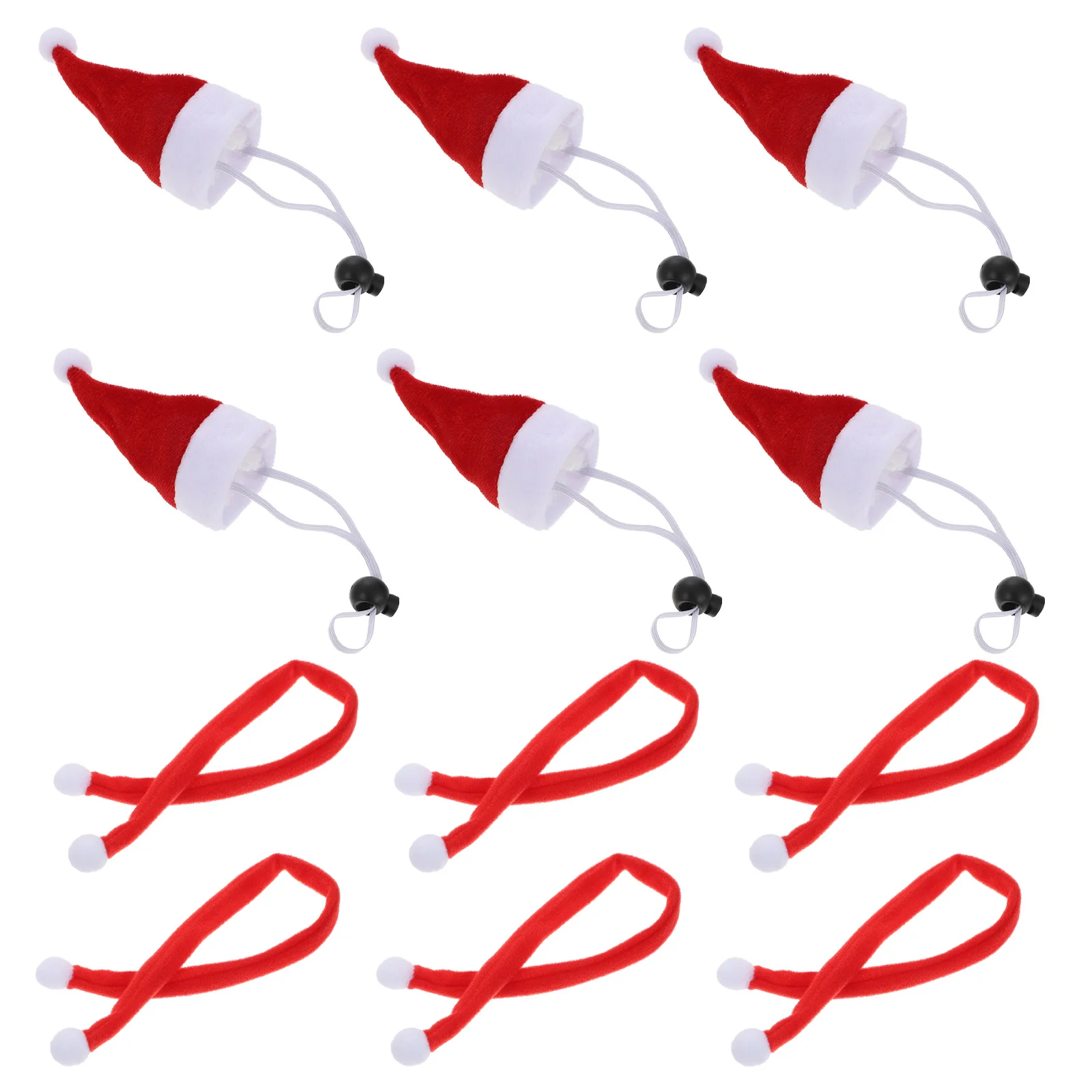 

6 set Christmas Pet Chicken Hat Scarf Set Warm Costume Accessory For Small Animals Dress Up Party Supplies Decorative Scarf