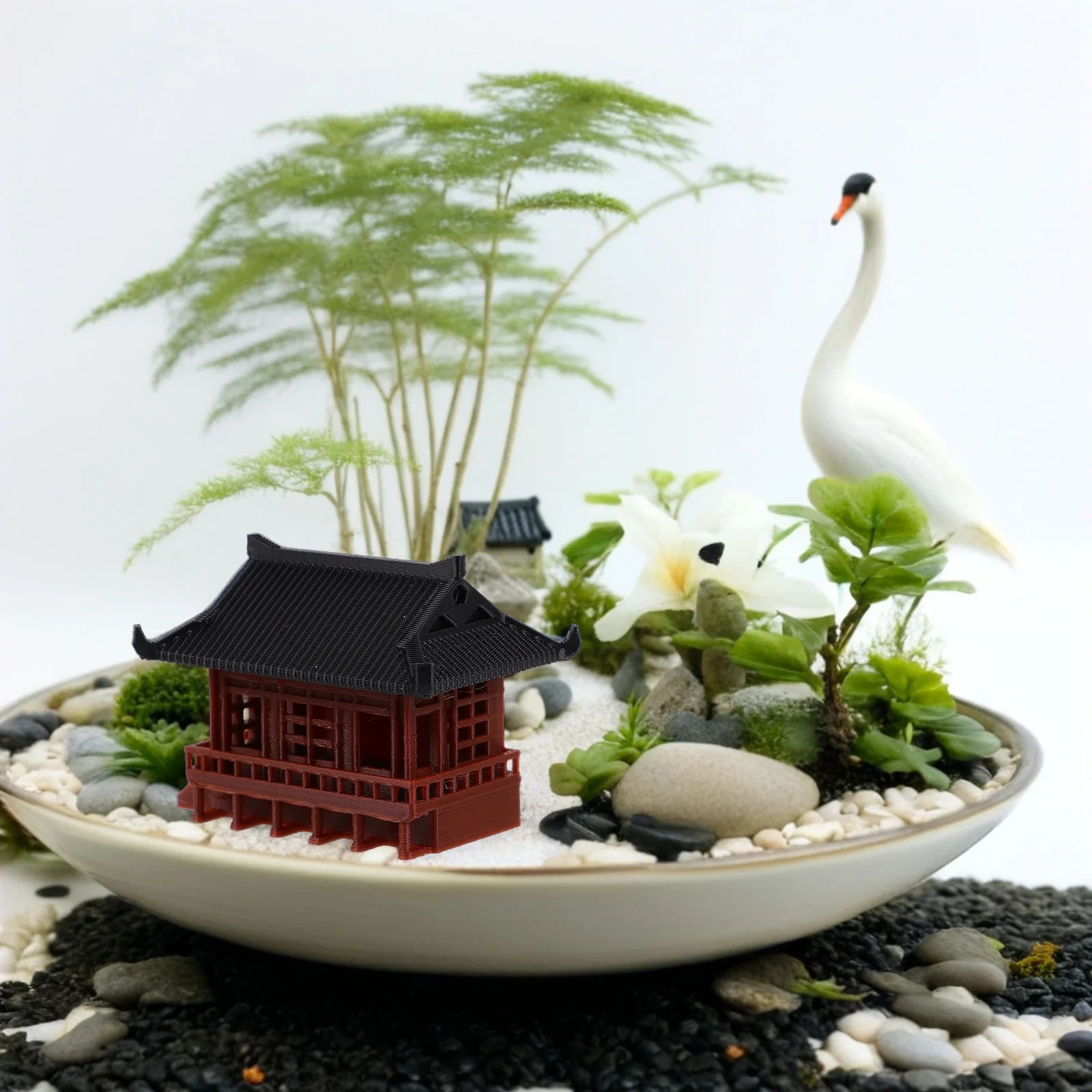 

Miniature Pavilion Ornament Ancient Style Chinese Garden Decor For Desk Bonsai Aquarium Landscaping Home Office Decor