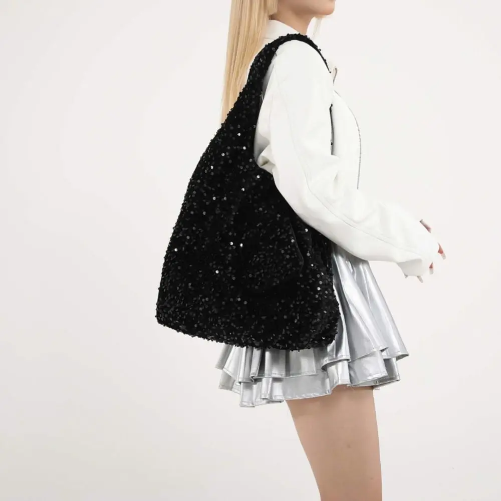 

Модная вечерняя сумка с блестками, блестящая модная серебряная сумка на плечо, большой кошелек, блестящая сумка для покупок