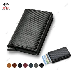 Rfid Credti Card Holders Men Wallets Anti Theft Carbon Fiber Bank Cardholder Case Slim Thin Smart Wallet Pop Up Black Walet New