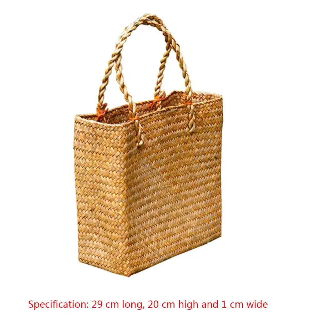 Rattan Handbag Weave Bag Casual Straw Braided Large Storage Basket Fashion Three-dimensional Women Tote