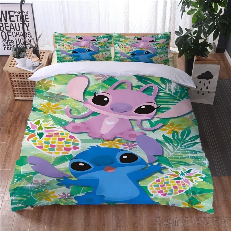 Lilo and Stitch Kawaii Love Child Duvet Cover Set HD Comforter Cover Bedclothes for Kids Bedding Sets Bedroom Decor