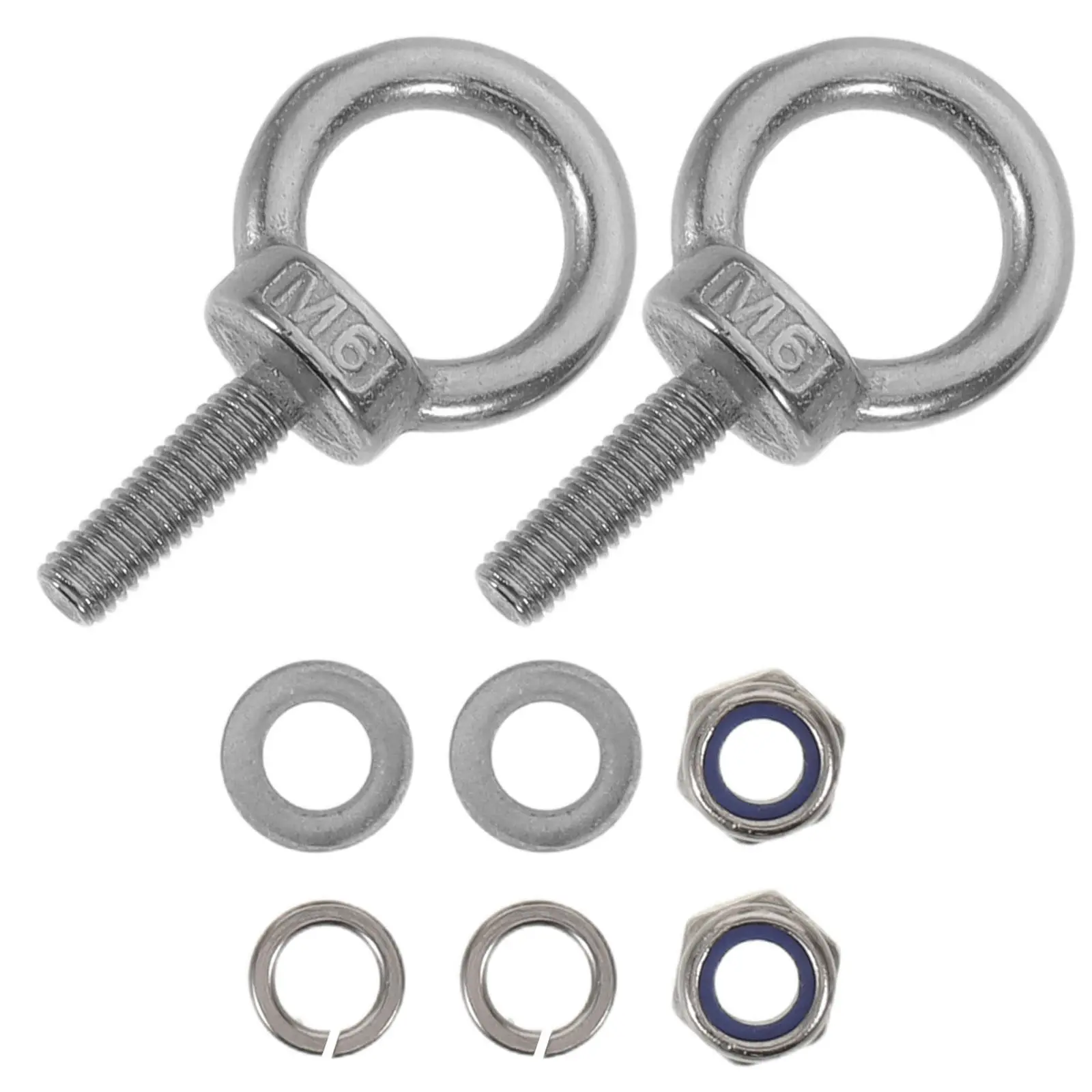 1Set Threaded Eyebolts M6x20 Stainless Steel Eye Bolts Nuts Washers Heavy Duty Closed Hook Screws Concrete Anchor Eyebolts Wall