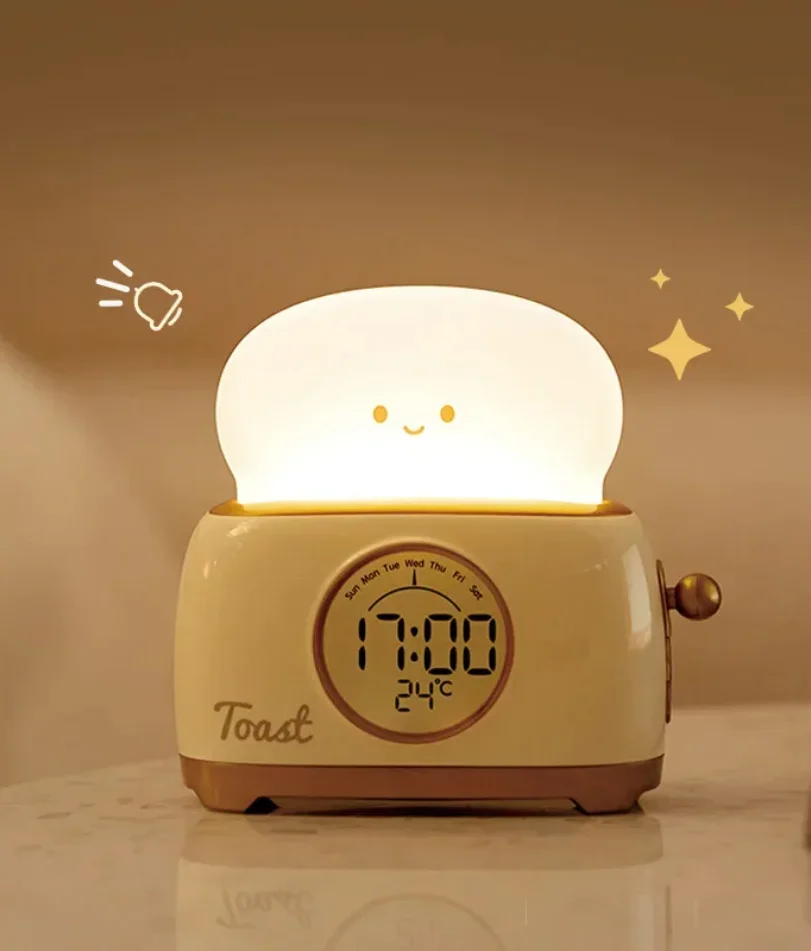 Kid Alarm Clock LED Night Light Digital Clock Children's Sleep Trainier For Home Bedroom Bedside Cute Temperature Display Reloj
