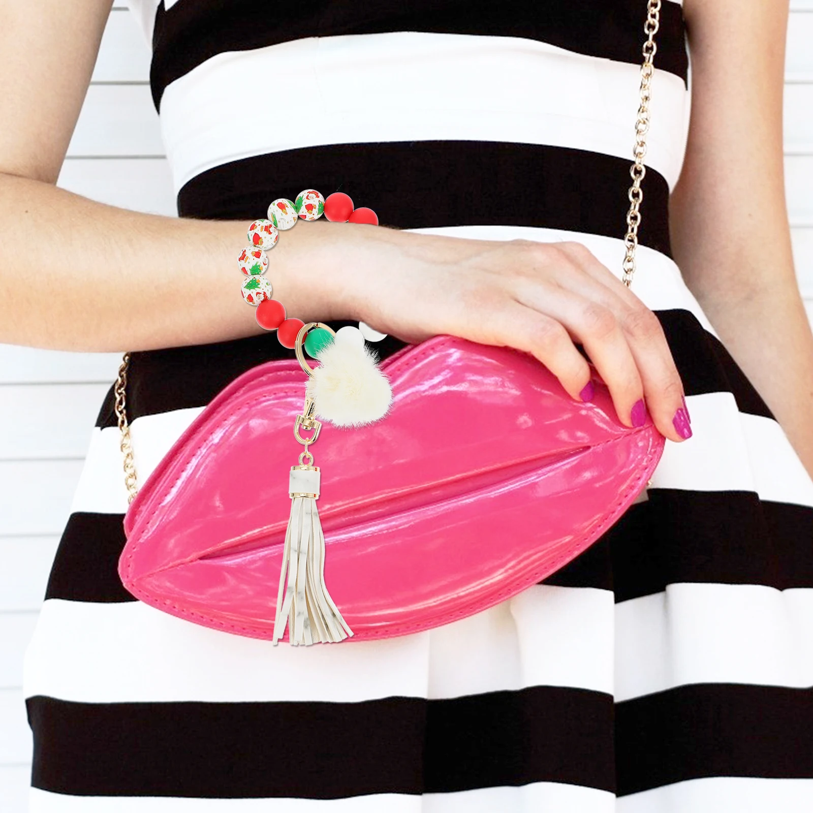 

Creative Tassel Keychain Pendant Exquisite Bag Hanging Decorative Key Holder Lovely Wristband Ornament Unique Diy Key Pendant