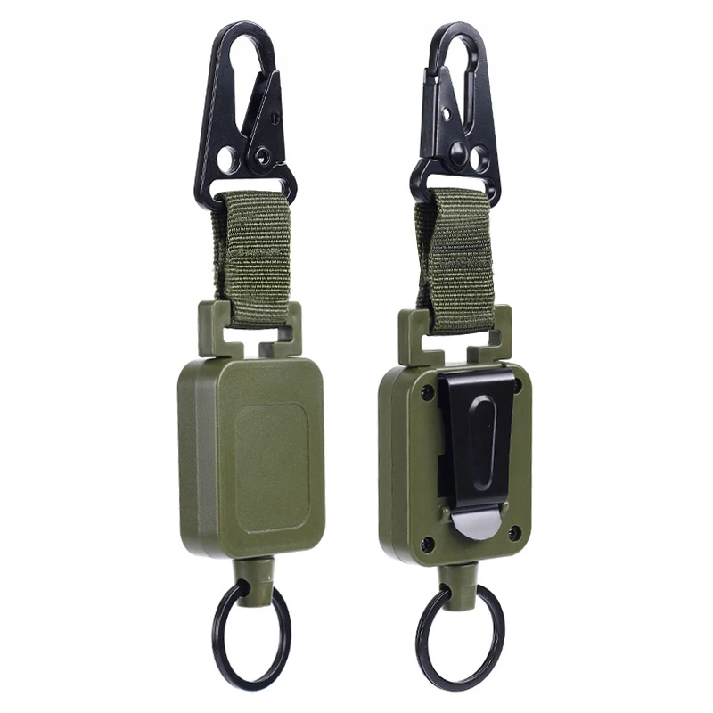 High Quality Steel Wire Keychain Holder Multi-purpose Tactical Backpack Hooks Retractable Badge Reels Outdoor Accessories