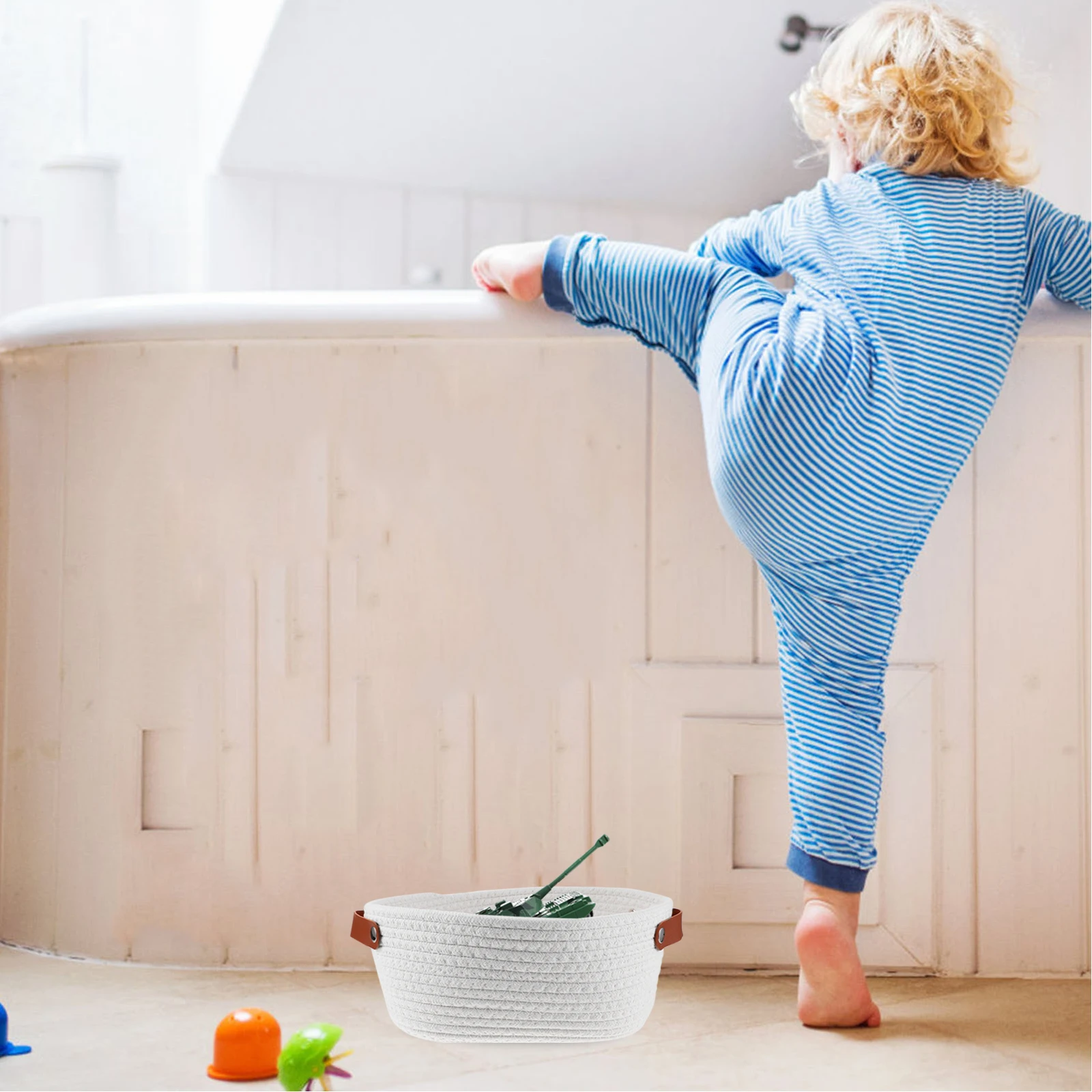 

Cotton Rope Woven Basket Small Desktop Storage Organizer For Snacks Cosmetics Home Decor Sundries Basket Rope Storage