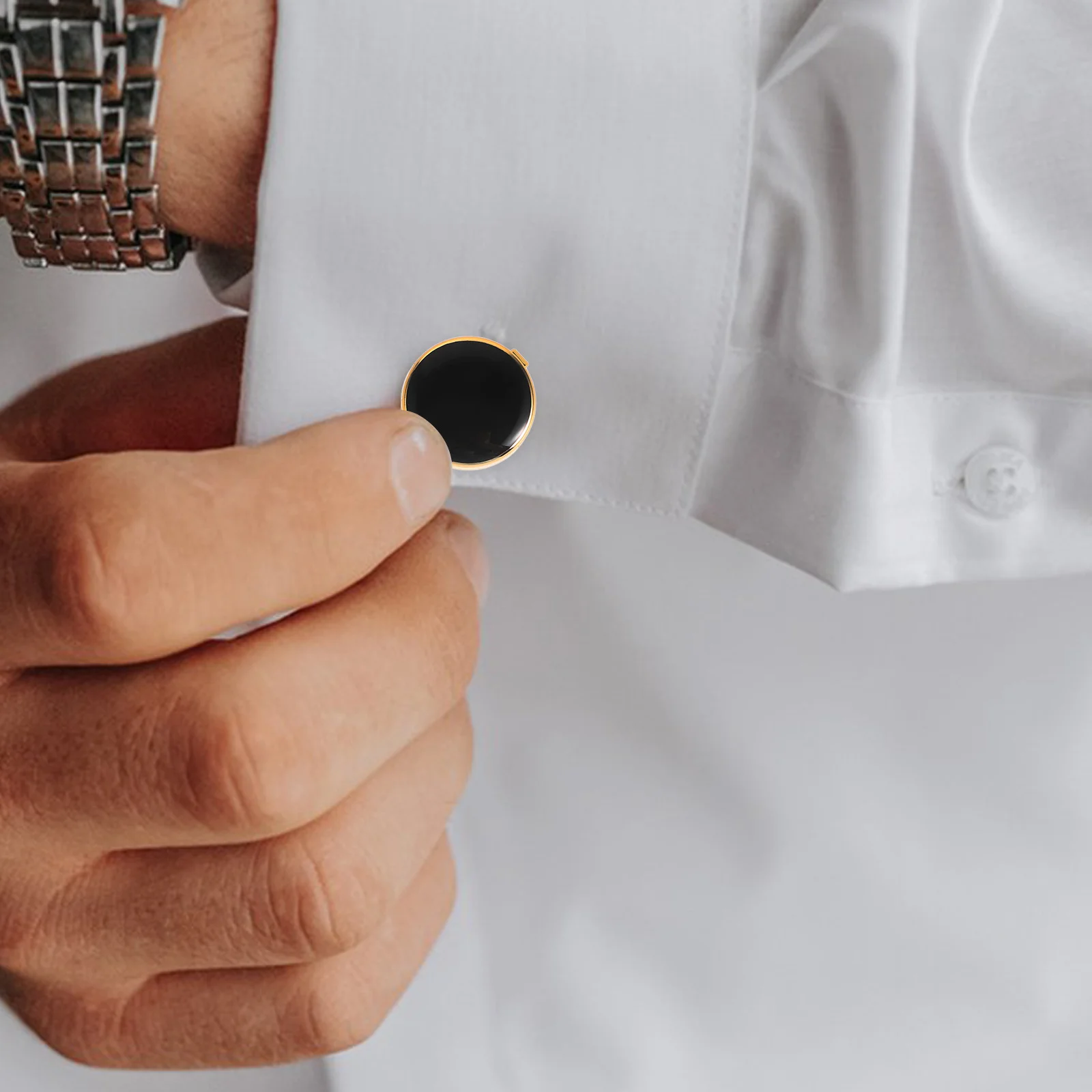 

Suit Cufflinks Clip On Button Covers Elegant Metal Shirt Cuff Button Guards Wedding Business Accessories Formal Wear Shirts