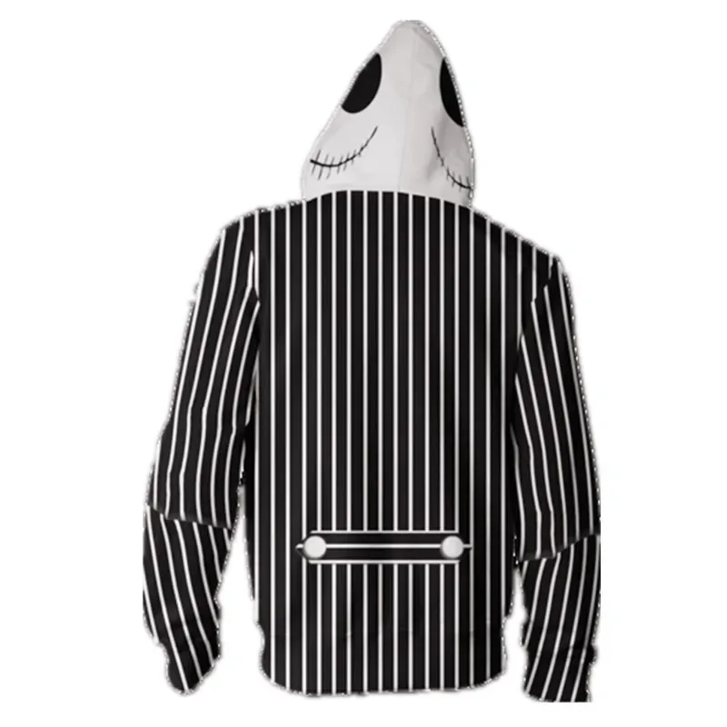 2025 aaa pesadilla antes de Navidad Jack Skellington carnaval disfraz de Halloween fantasía raya negra ciudad calabaza rey Sudadera con capucha