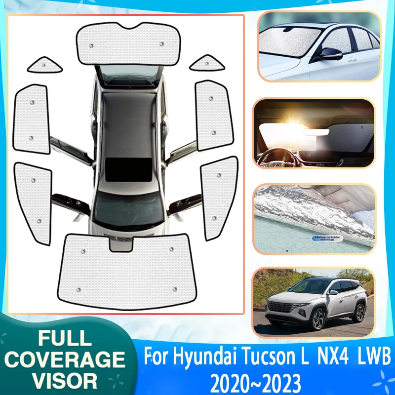 

Автомобильный полный солнцезащитный козырек, чехол для Hyundai Tucson L NX4 LWB 2020 ~ 2023 2021, автомобильный солнцезащитный крем с защитой от ультрафиолета, наклейка на окна, солнцезащитные козырьки, аксессуары