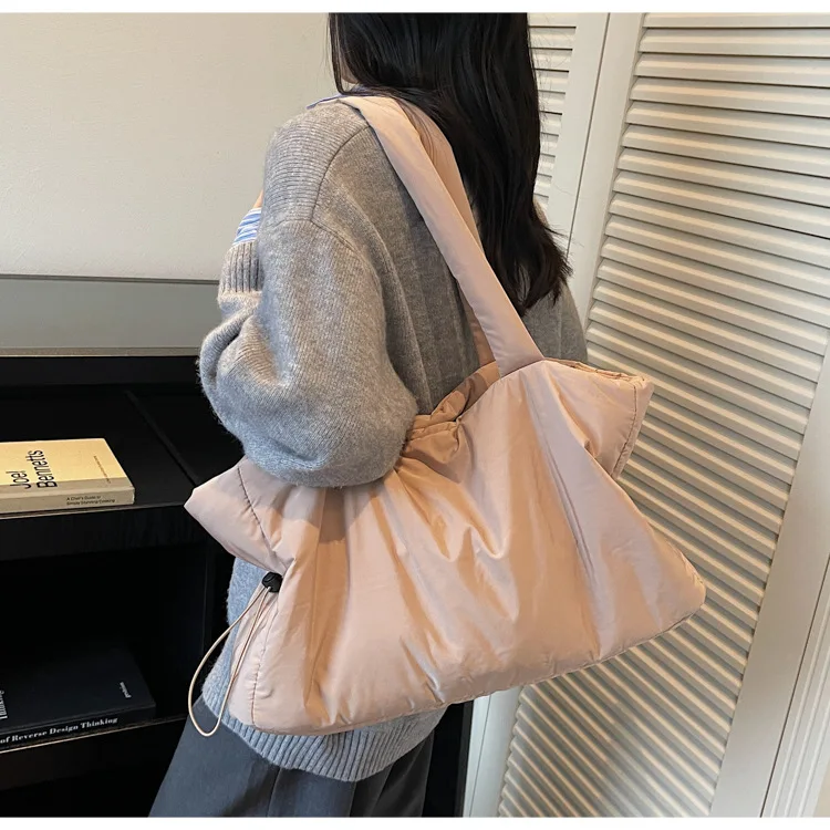 Herbst Winter Baumwolle Umhängetasche Frauen Stilvolle Tote Satchel Handtasche Geräumige Nylon Geldbörse für Arbeit Pendeln und Reisen – Detail 35