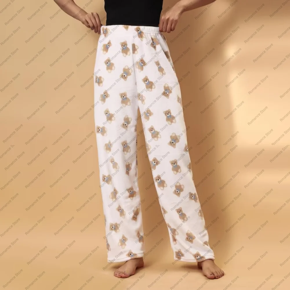 Women's flannel pajama pants for autumn and winter warmth loose straight-leg home pants warm pants 2026 Relaxing New style