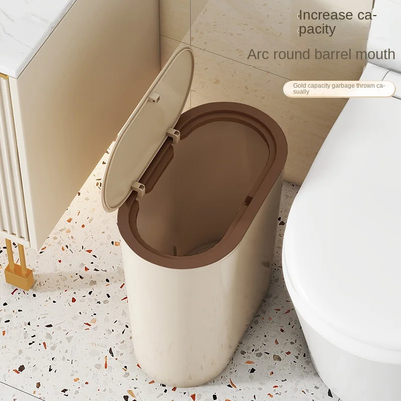 Trash Can Household Large-sized High-looking Trash Can Bathroom Deodorant Large-capacity Slotted Trash Can