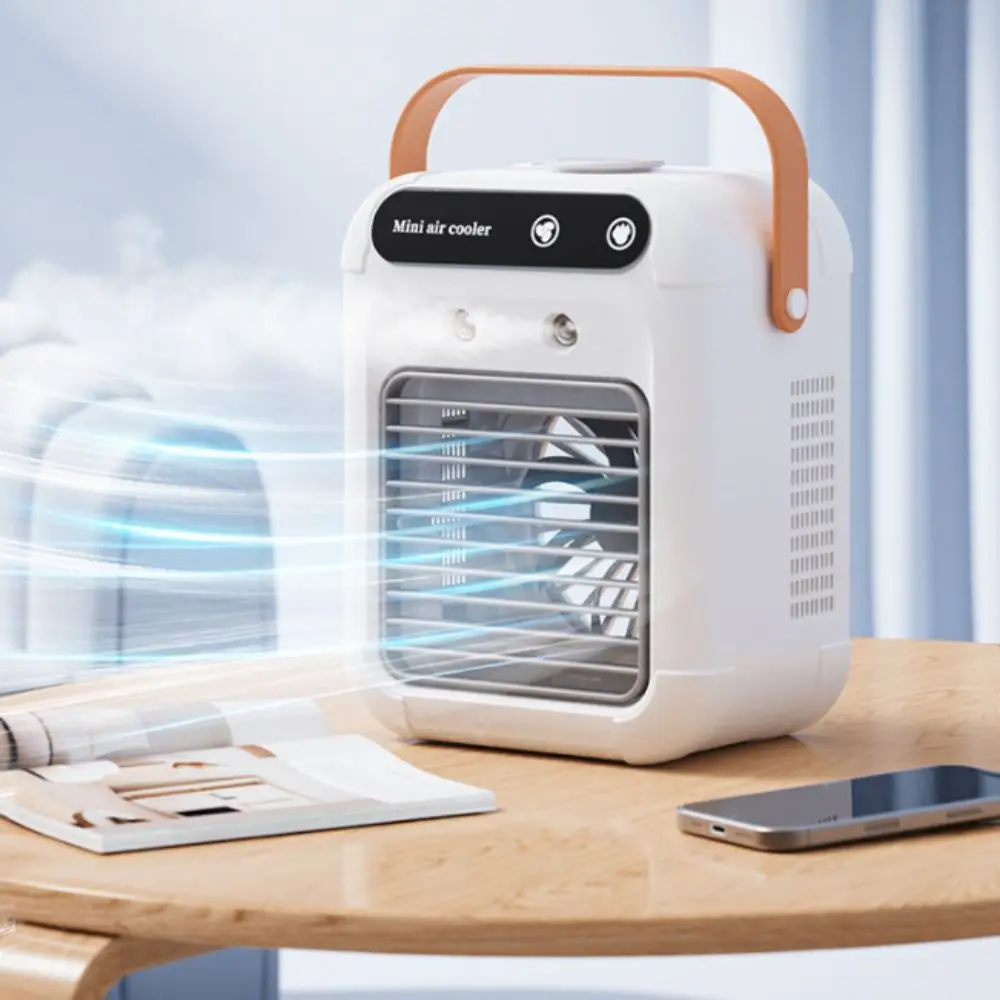Multifunctional Desktop Spray Cooler USB Charging Compact Lightweight Portable Air Cooler Humidifying Function Soft Airflow