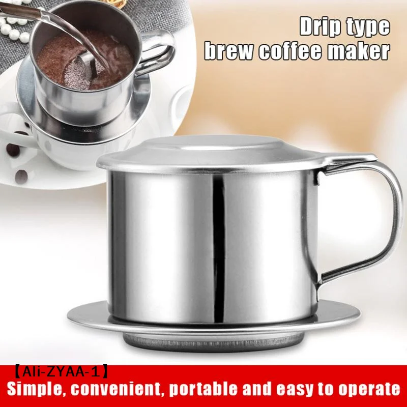【A】Stainless Steel Coffee Filter Infuse Cup Vietnamese Coffee Dripper Maker Pot Portable Coffee Drip Strainer Kitchen Tools 1PC