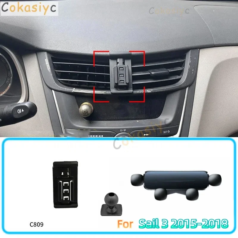 Car Phone Holder For Chevrolet Sail 3 2015-2018 Gravity Stand Mount Support Horizontal GPS Mobile Bracket Accessories With Base