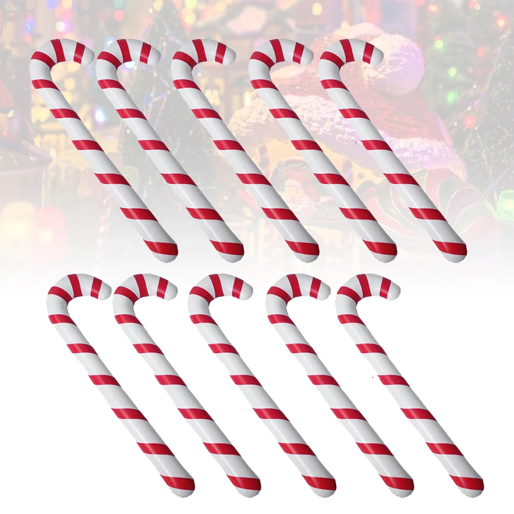 

10pcs Christmas Inflation Crutches Red White Stripe Pattern Decorative Crutches For Holiday Party Decoration Xmas Event Home