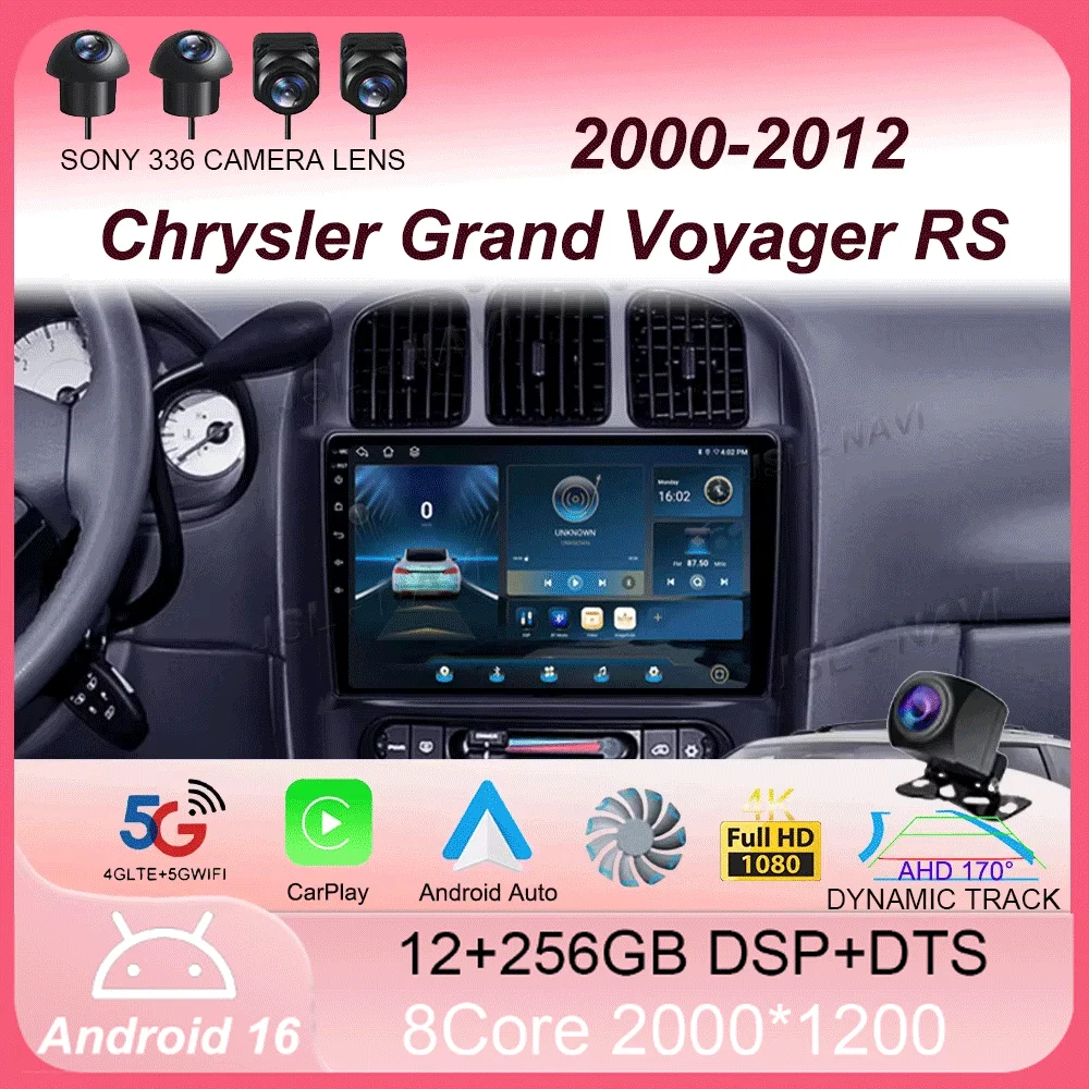 Radio para Auto Android 16 para Dodge Caravan 4, para Chrysler Grand Voyager RS 2000-2012, Reproductor Multimedia con Carplay, GPS y Wifi