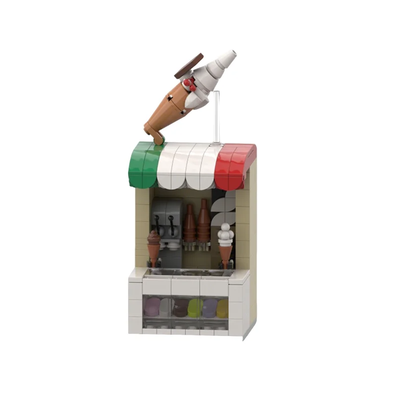 228pcs MOC Ice-cream Gelato Shop 8x8 Modular Buildings MINI Model Building Blocks Christmas Gifts Architecture Toy Creative