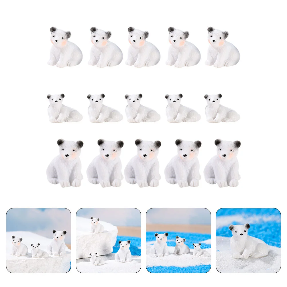 

15 Pcs Decoration Resin Polar Bear White Adornment Animal Models Crafts Garden Figurine Courtyard Baby