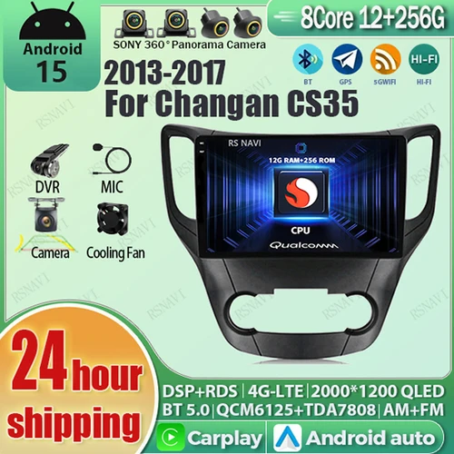 Android 15 Carplay Auto Qualcomm 2K QLED pantalla reproductor de Radio de coche para Changan CS35 2013-2017 GPS DSP navegación estéreo Multimedia