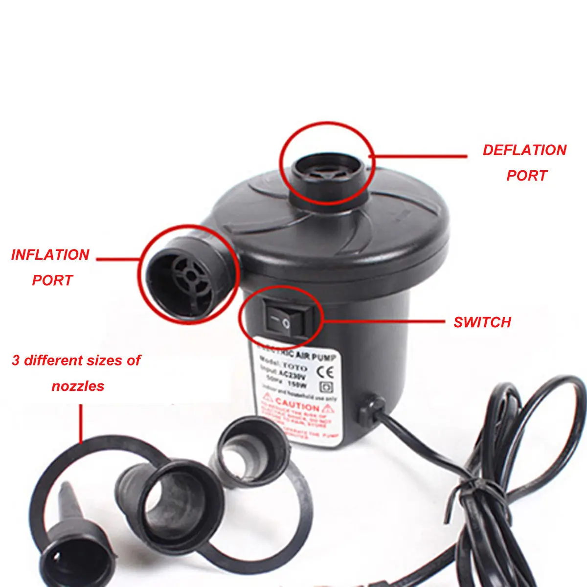 Air Pump Electric Inflator Deflator Airbed Sofa Bed Mattress Pool high-volume For Car Home Household