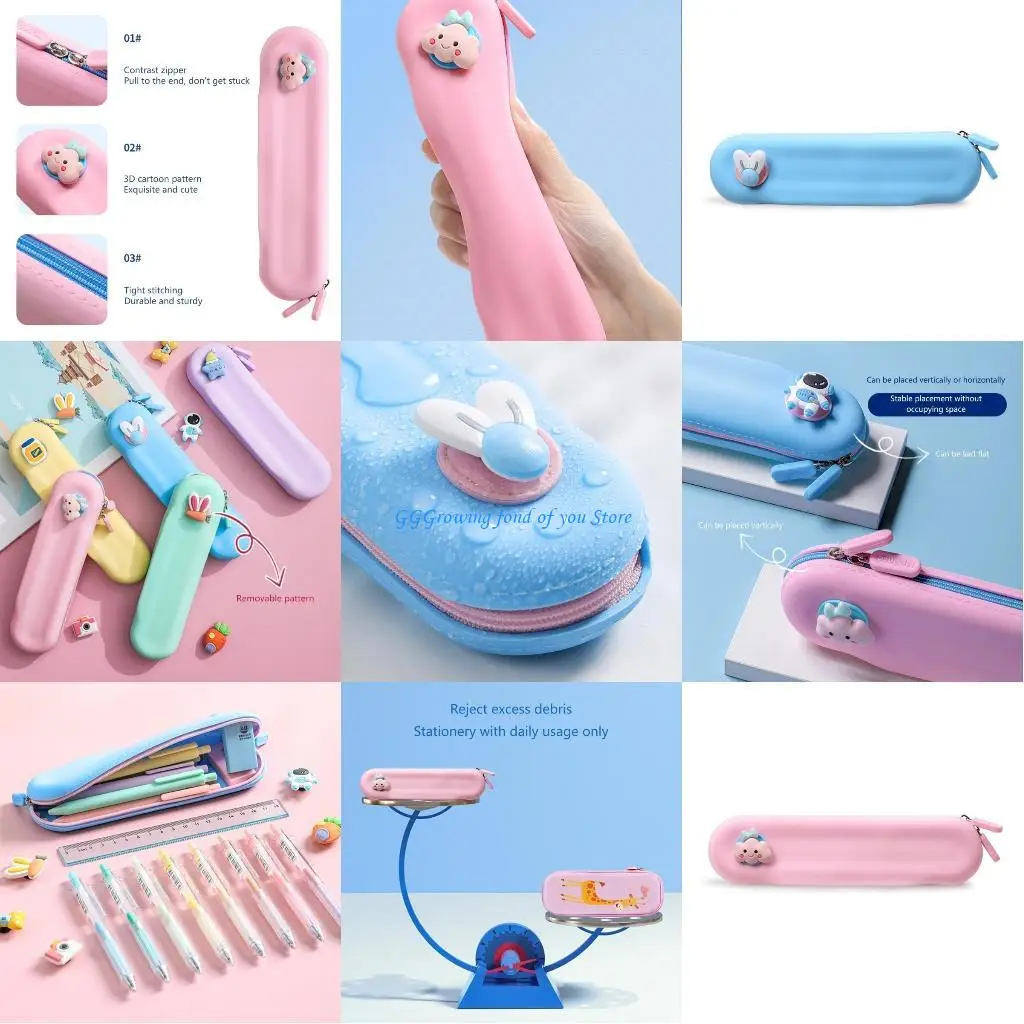 H9EB حافظة أقلام من السيليكون مضادة للماء وحافظة أقلام لطيفة للوازم المدرسية #1