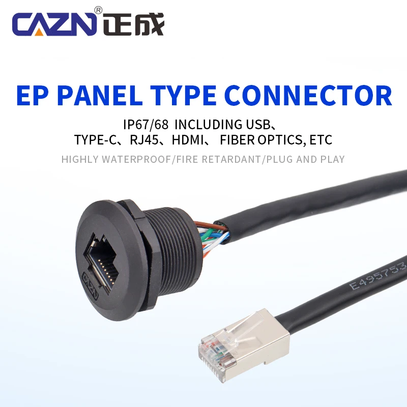 EP RJ45 Panel Type Female To Male Front Mounted Socket With 0.3M 0.5M 1M Wire