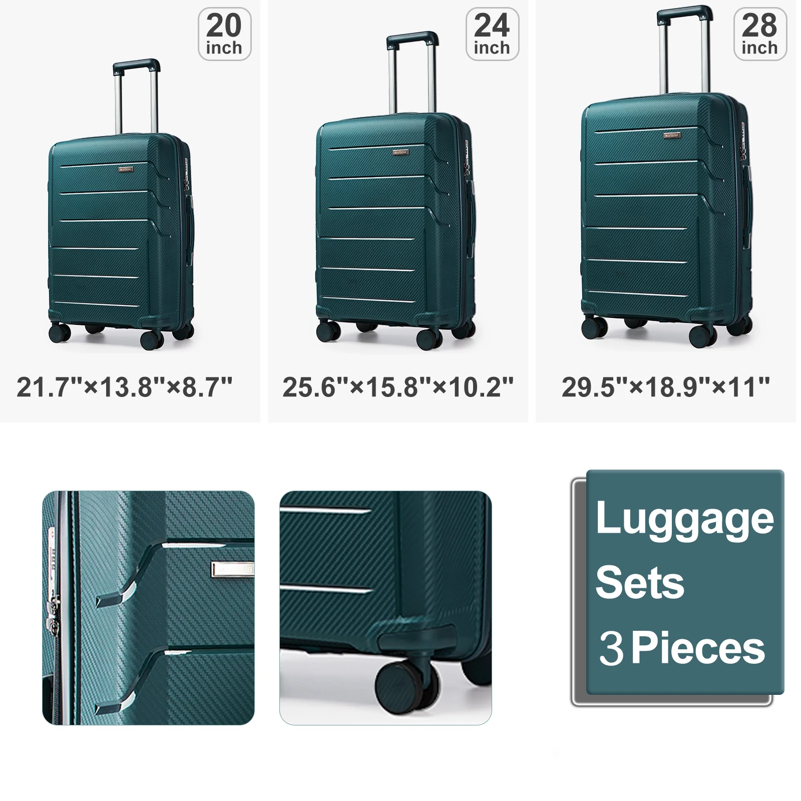 3pcs Travel Suitcase Set with Swivel Wheels and TSA Lock, Hand Luggage Trolley Suitcase, 23kg Large Medium Travel Suitcase Set