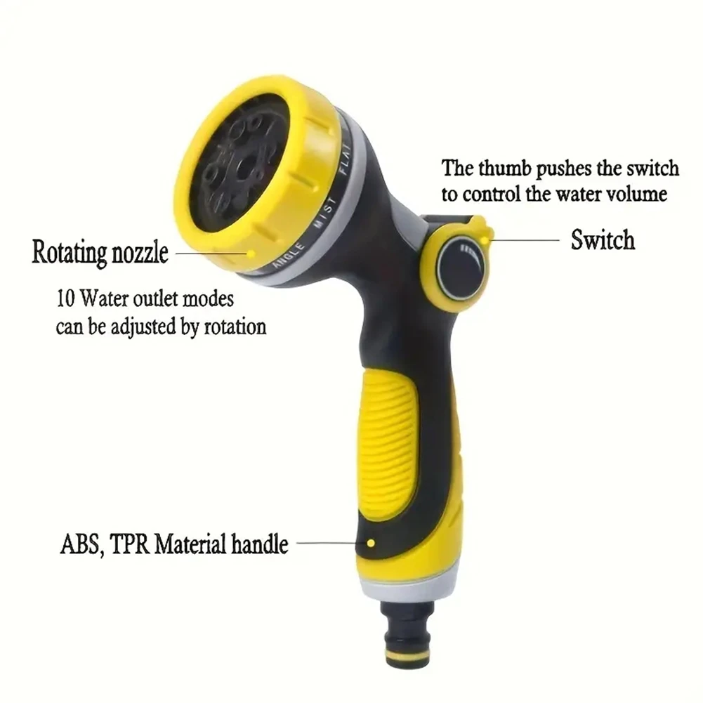 RALCA-For Lawn Irrigation And Cleaning Compatible 10-Function High-Pressure Garden Sprinkler Featuring Adjustable Nozzles