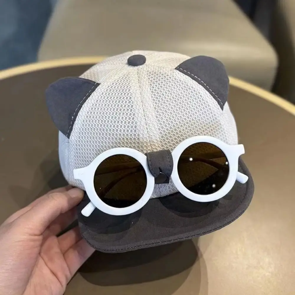 

Детская бейсболка с крутым дизайном, сеткой, солнцезащитными очками и кошачьими ушками, дышащая, регулируемая, легкая, для велоспорта