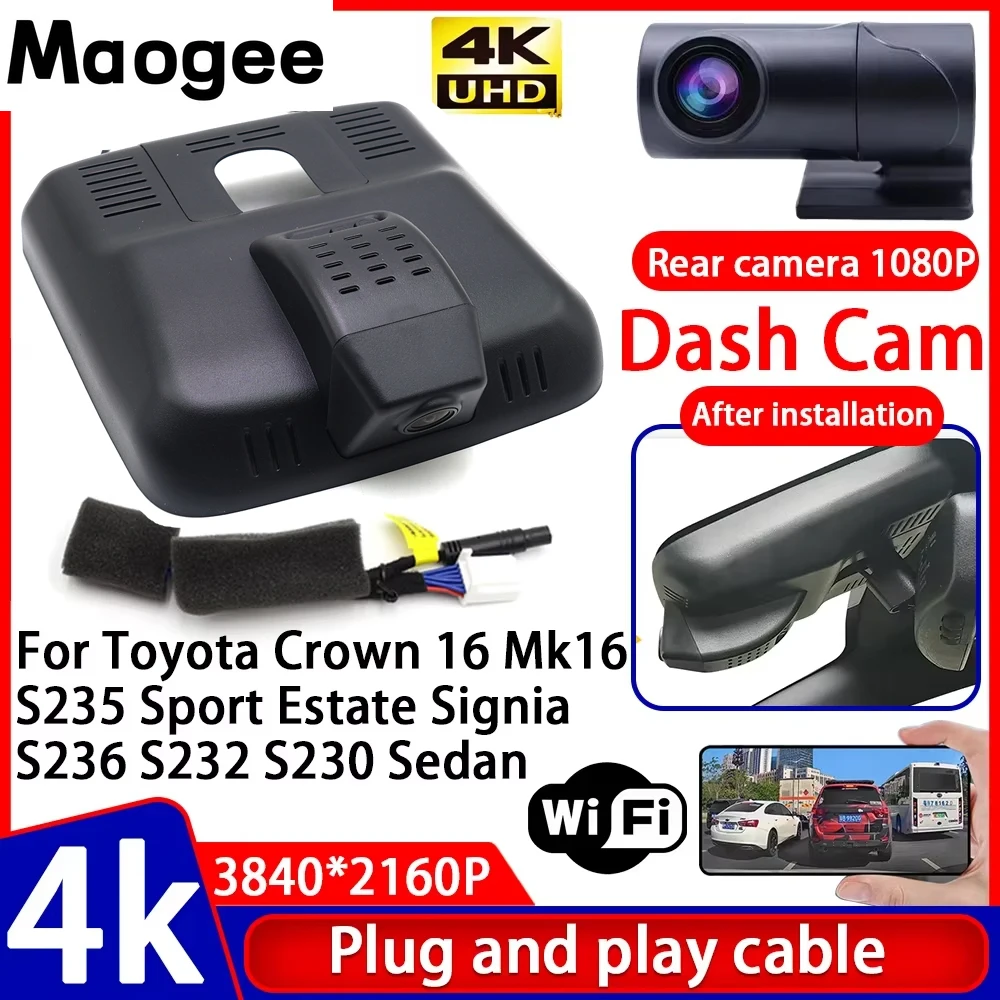 Grabadora de Visión Nocturna 4K, Cámara DVR para Auto, Plug and Play, para Toyota Crown 16 Mk16 S235 Sport Estate Signia S236 S232 S230 Sedán