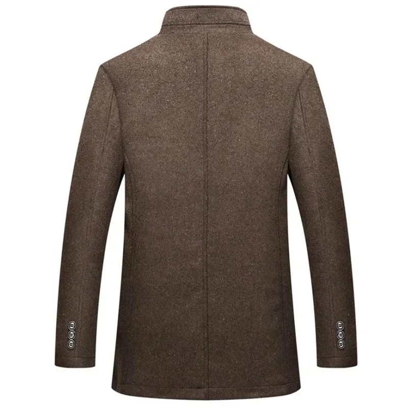 2026 New Men Winter Windbreaker Long Thick Wool Jackets Abrigo Hombre Man Stand Collar Single Breasted with Vest Woolen Coats