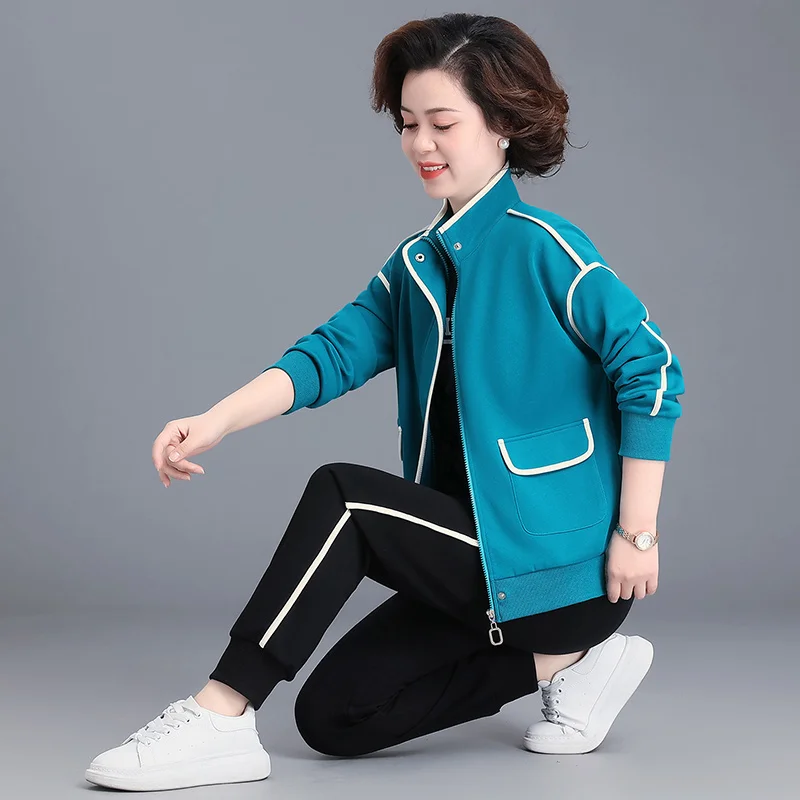 

Весенний модный спортивный костюм для женщин среднего возраста, повседневный женский комплект из двух предметов, верхняя одежда, новинка 2023 года