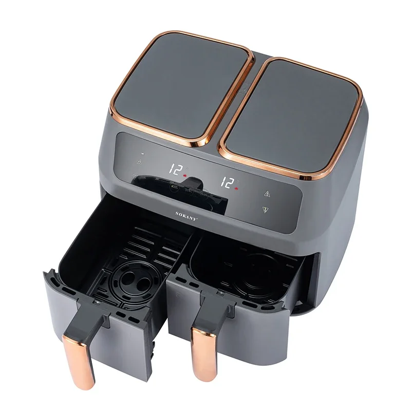 

2022 Double Air Fryer With Dual Basket 8L Two Dual Zone 2 Basket 8.5 Quart Deep Air Fryer Electric Deep Fryer